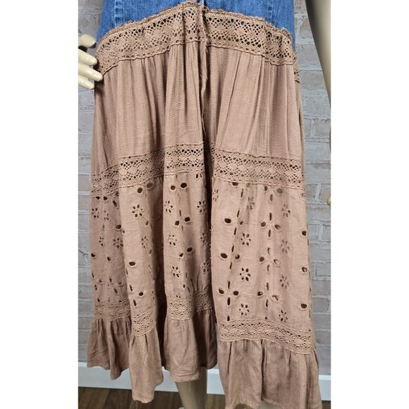 OOAK Magnolia Boho Indie Upcycled Western Denim Vest Duster Beach Cover Up Sz L - Picture 5 of 16